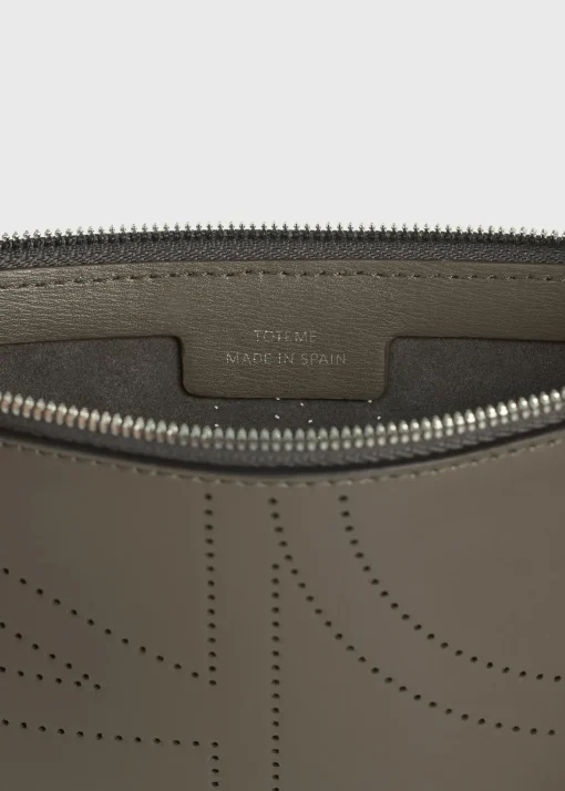 Monogram leather wristlet pouch ash