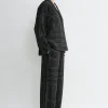 Monogram silk pj top black