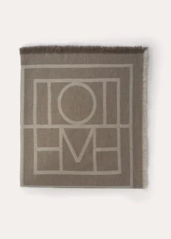 Monogram wool cashmere scarf tobacco
