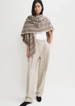 Monogram wool cashmere scarf tobacco