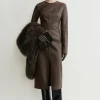 Paneled leather dress bark