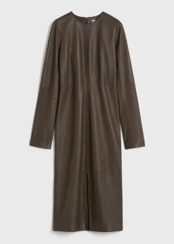 Paneled leather dress bark