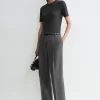 Pleated straight trousers grey melange