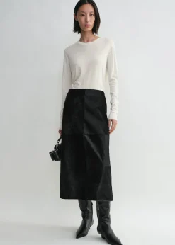 Pony hair skirt black