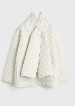 Quilted scarf jacket winter white