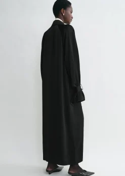 Satin trench dress black