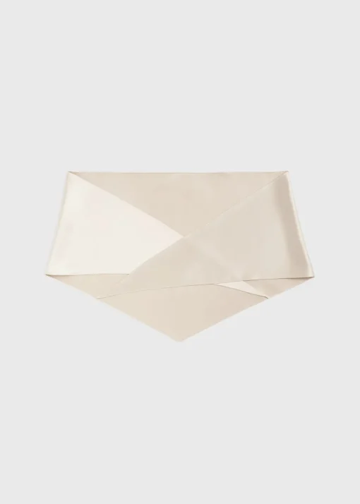 Satin triangle scarf ecru