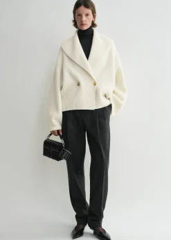 Shawl-lapel cardigan milk