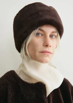 Shearling pillbox hat bark