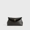 Shearling T-Lock clutch bark