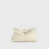Shearling T-Lock clutch ecru