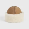 Shearling winter hat biscuit