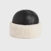Shearling winter hat black/off white