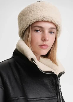 Shearling winter hat black/off white