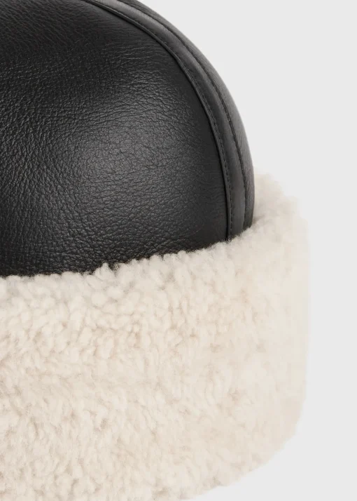 Shearling winter hat black/off white