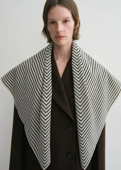 Signature monogram silk blanket scarf creme