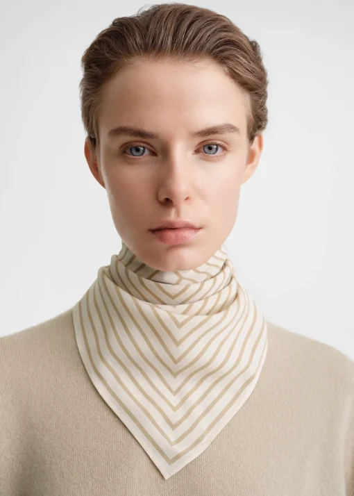 Signature monogram silk scarf peanut butter
