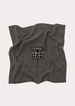 Signature monogram silk scarf black