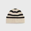 Signature stripe beanie light sand