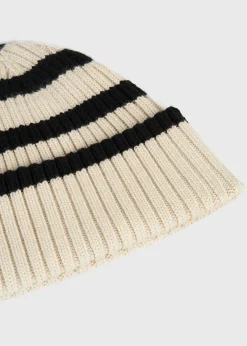 Signature stripe beanie light sand
