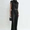 Sleeveless funnel-neck top black