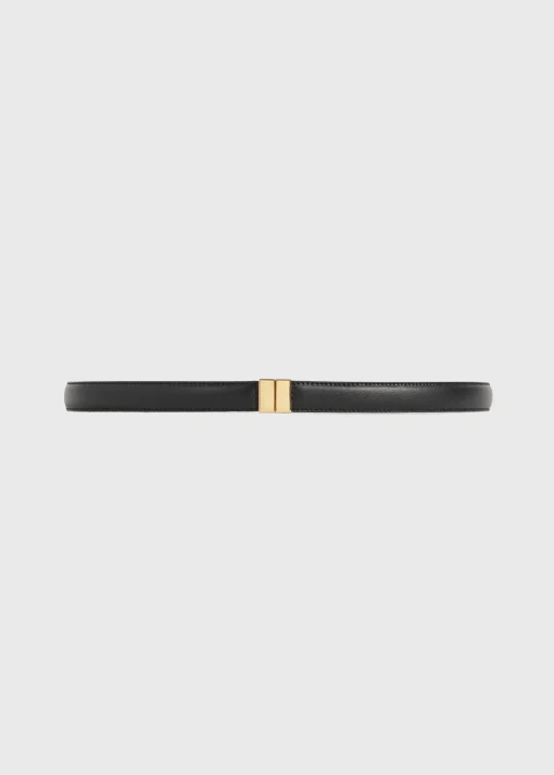 Slide clasp leather belt black