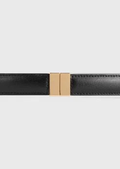 Slide clasp leather belt black