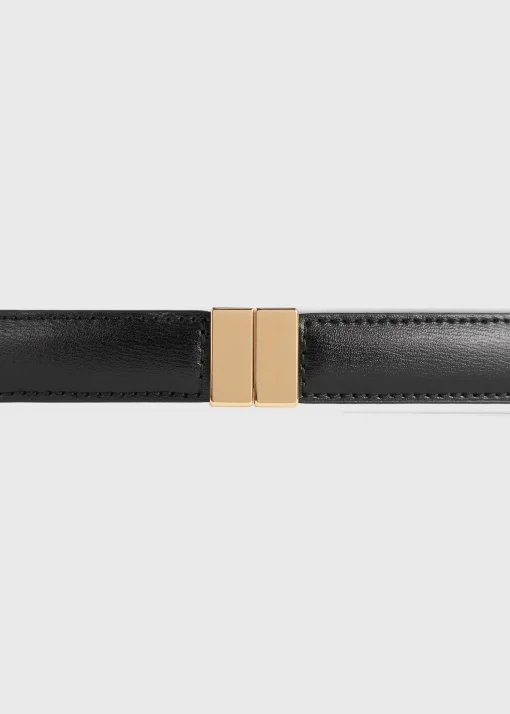 Slide clasp leather belt black