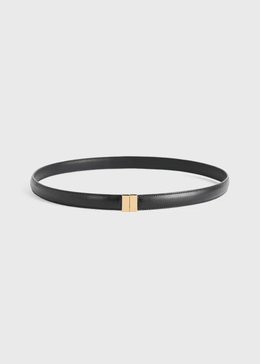 Slide clasp leather belt black