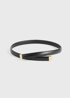 Slide clasp leather belt black