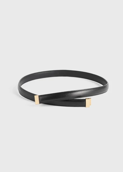 Slide clasp leather belt black
