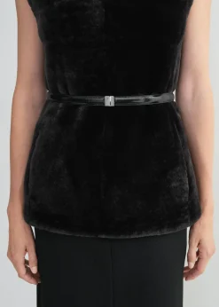 Slide clasp naplack-leather belt black