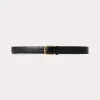Slim croco-embossed trouser belt black