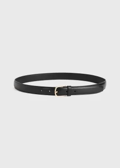 Slim leather trouser belt black