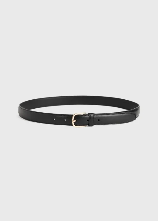 Slim leather trouser belt black