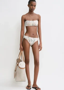 Smocked bikini top washed floral
