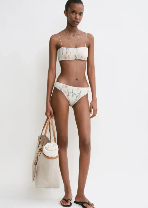 Smocked bikini top washed floral