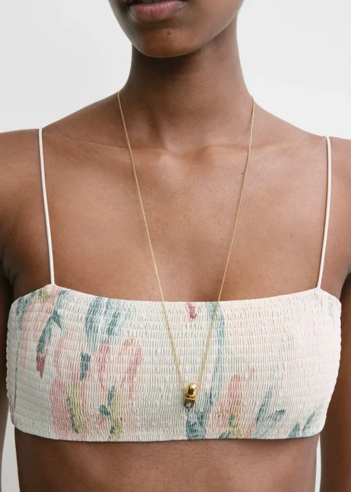 Smocked bikini top washed floral