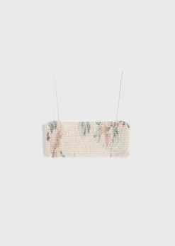 Smocked bikini top washed floral