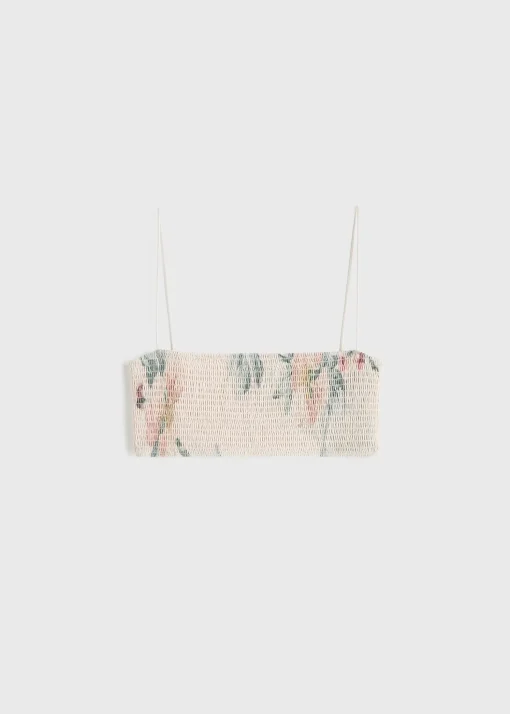 Smocked bikini top washed floral