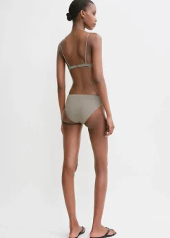 Smocked half-cup bikini top dove