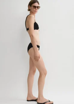Smocked mid-rise bikini bottoms black