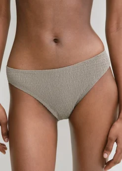 Smocked mid-rise bikini bottoms dove