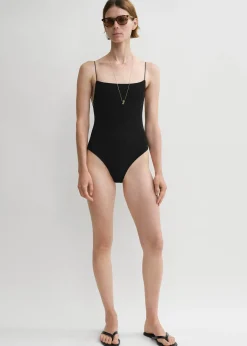 Smocked swimsuit black