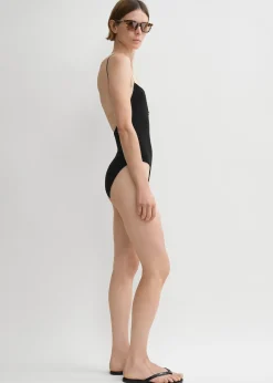 Smocked swimsuit black