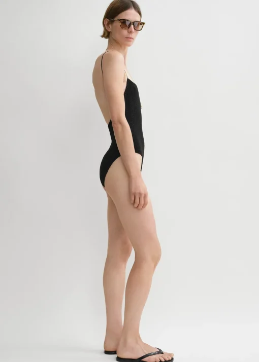 Smocked swimsuit black