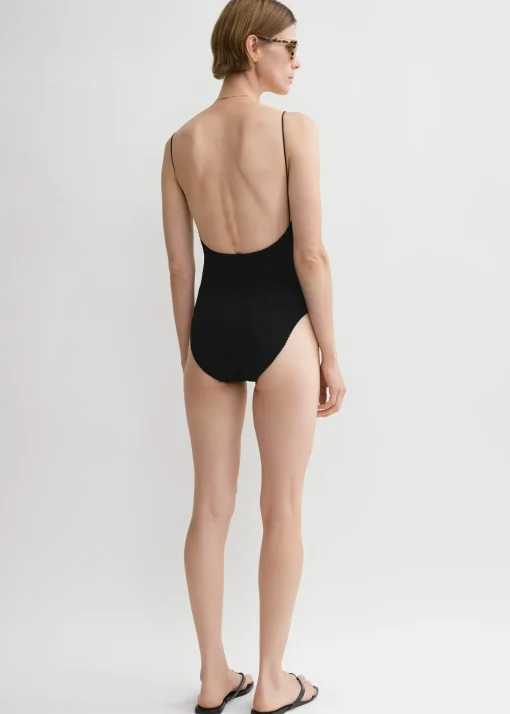 Smocked swimsuit black