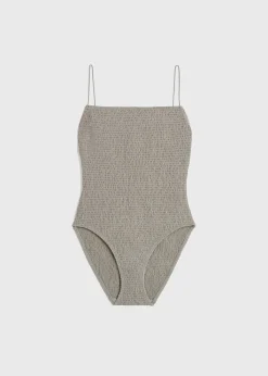 Smocked swimsuit dove