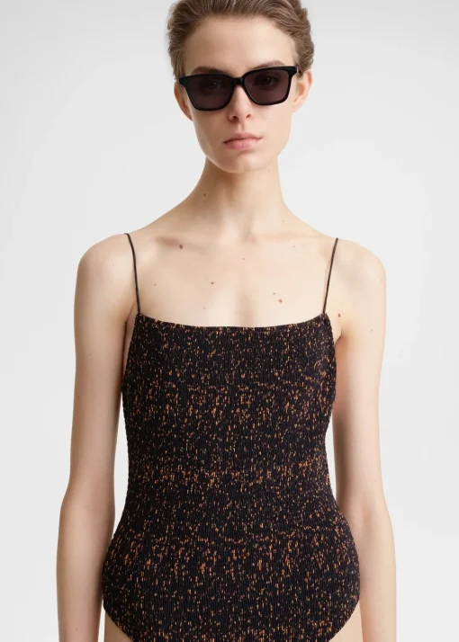 Smocked swimsuit tortoise