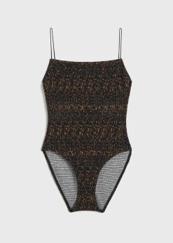 Smocked swimsuit tortoise